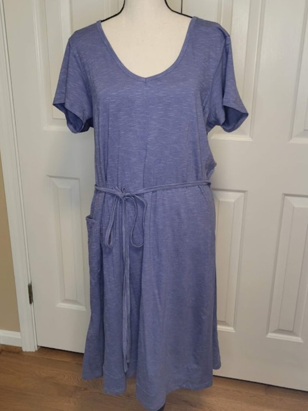 Toad&Co Marley SS Dress L Dusty Indigo Organic Cotton Tencel NWT